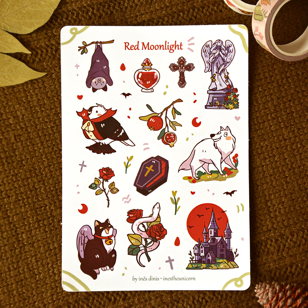 Red Moonlight Sticker Sheet – inestheunicorn