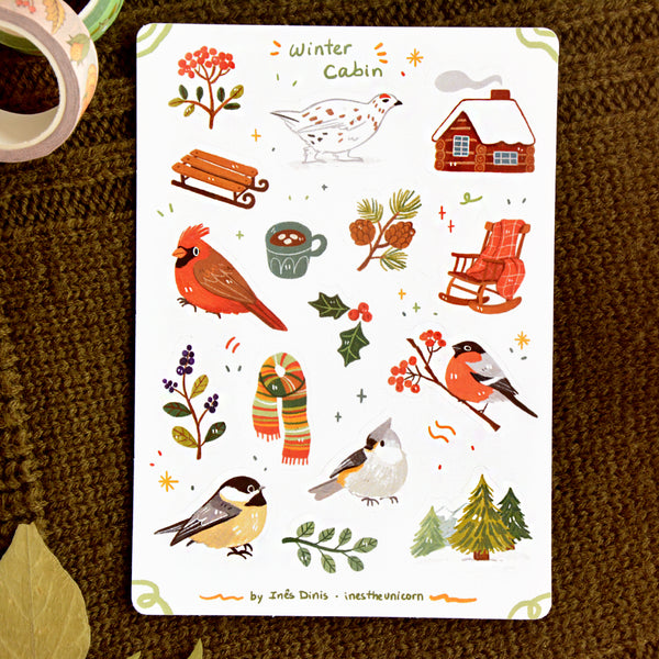 Winter Cabin sticker sheet