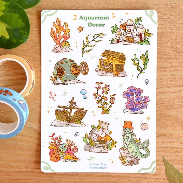 Aquarium Decor Sticker Sheet
