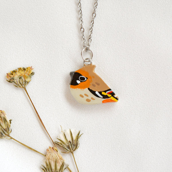 Bohemian Waxwing Stainless Steel Necklace
