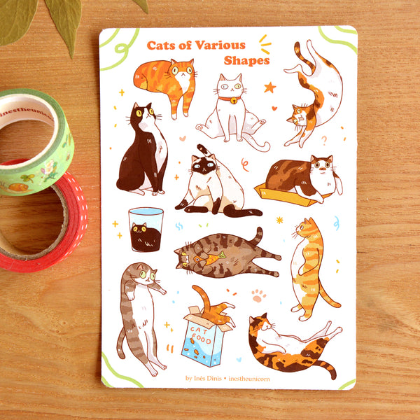 Cats of Various Shapes sticker sheet