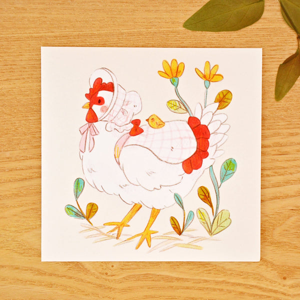Chicken with Apron Mini Print