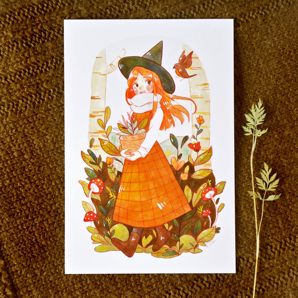 Collecting Herbs Mini Print