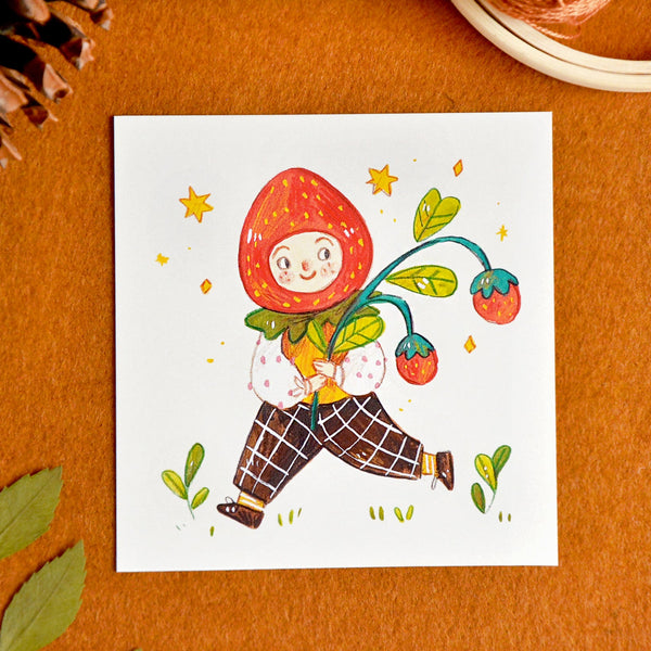 Strawberry Gnome Mini Print