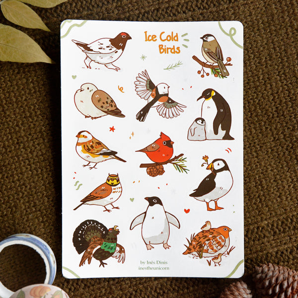 Ice Cold Birds sticker sheet