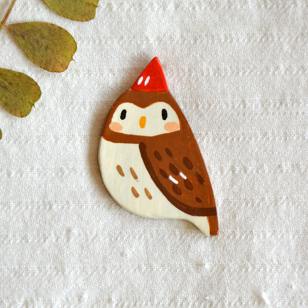 Wizard Owl Clay Pin
