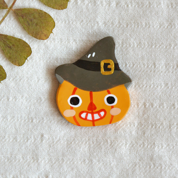 Witchy Pumpkin Clay Pin