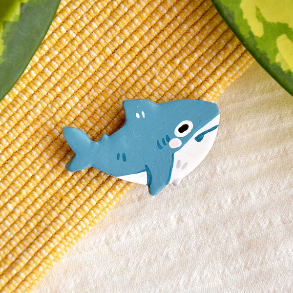 Silly Shark Clay Pin
