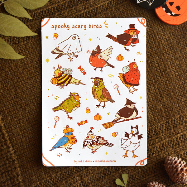 Spooky Scary Birds sticker sheet