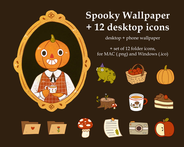 Set of Halloween Wallpaper and Icons