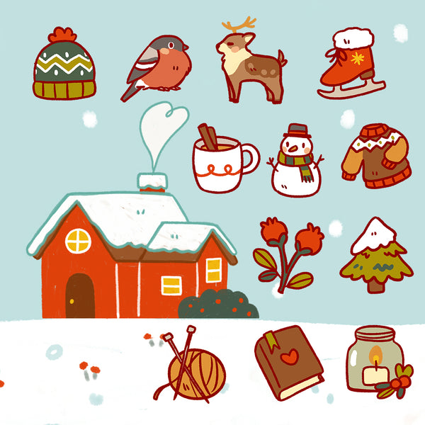 Set of Cosy Winter Wallpaper and Icons