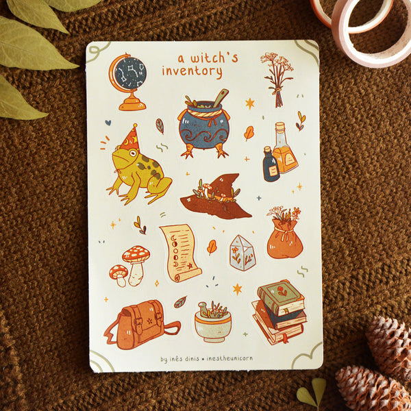 A Witch's Inventory sticker sheet