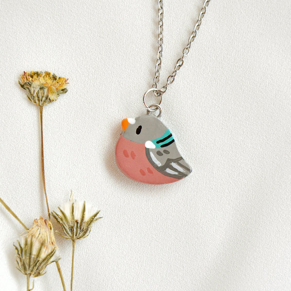 Wood Pigeon Stainless Steel Necklace